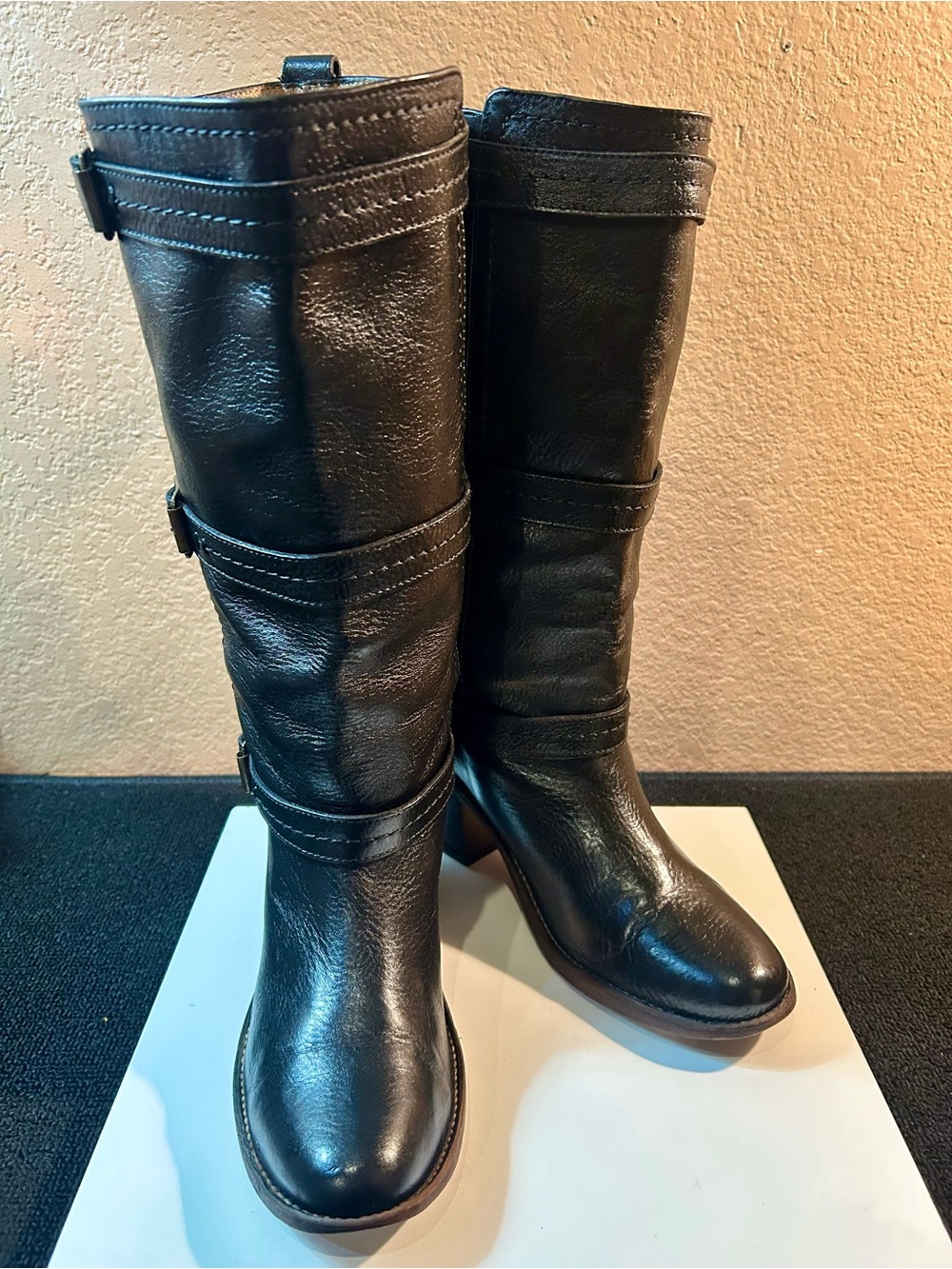 Hot Deal! Frye Carmen 3 Strap Black  Western Cowboy/ Moto  Boots Size 8B